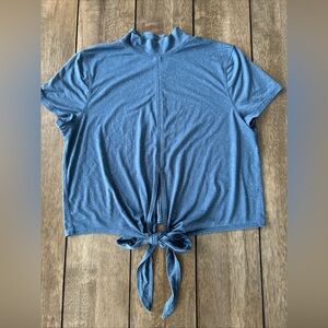 Lululemon Iron Blue White Time To Restore Mock Neck Short Sleeve Crop Top 6